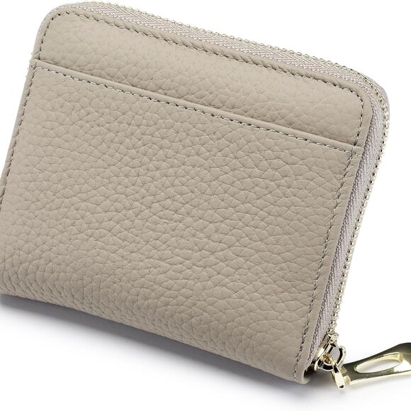 Travel Wallet for Women Leather RFID Blocking Coins Card Slots Compact Gray - Picture 1 of 6